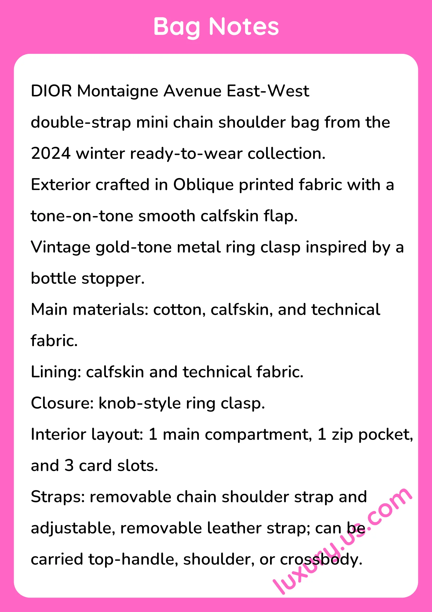 Dior Montaigne Avenue East-West Double-Strap Mini Chain Shoulder Bag 22 x 10 x 6 cm - short_description_image1