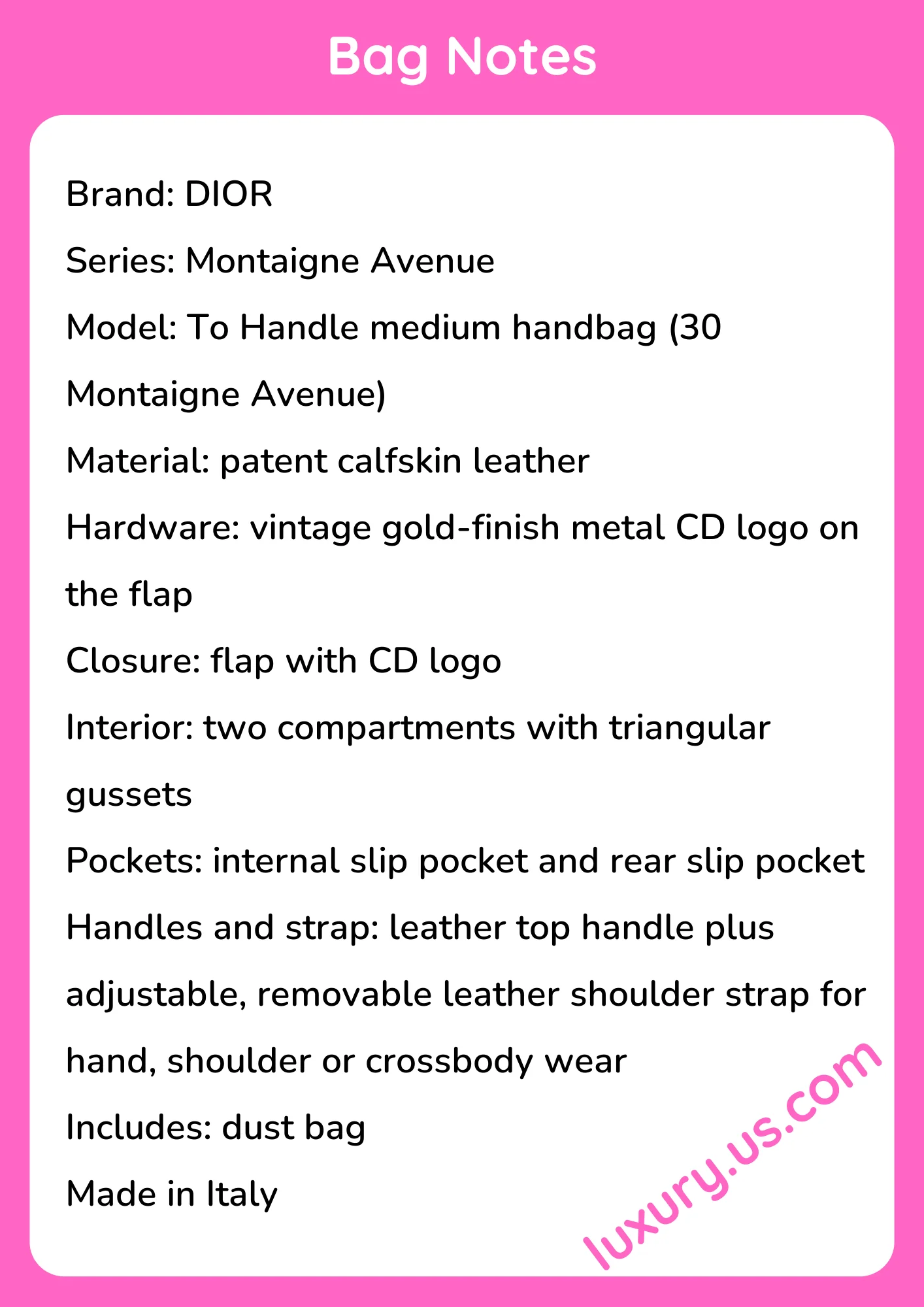 Dior Montaigne Avenue To Handle 19x12x6 cm - short_description_image1