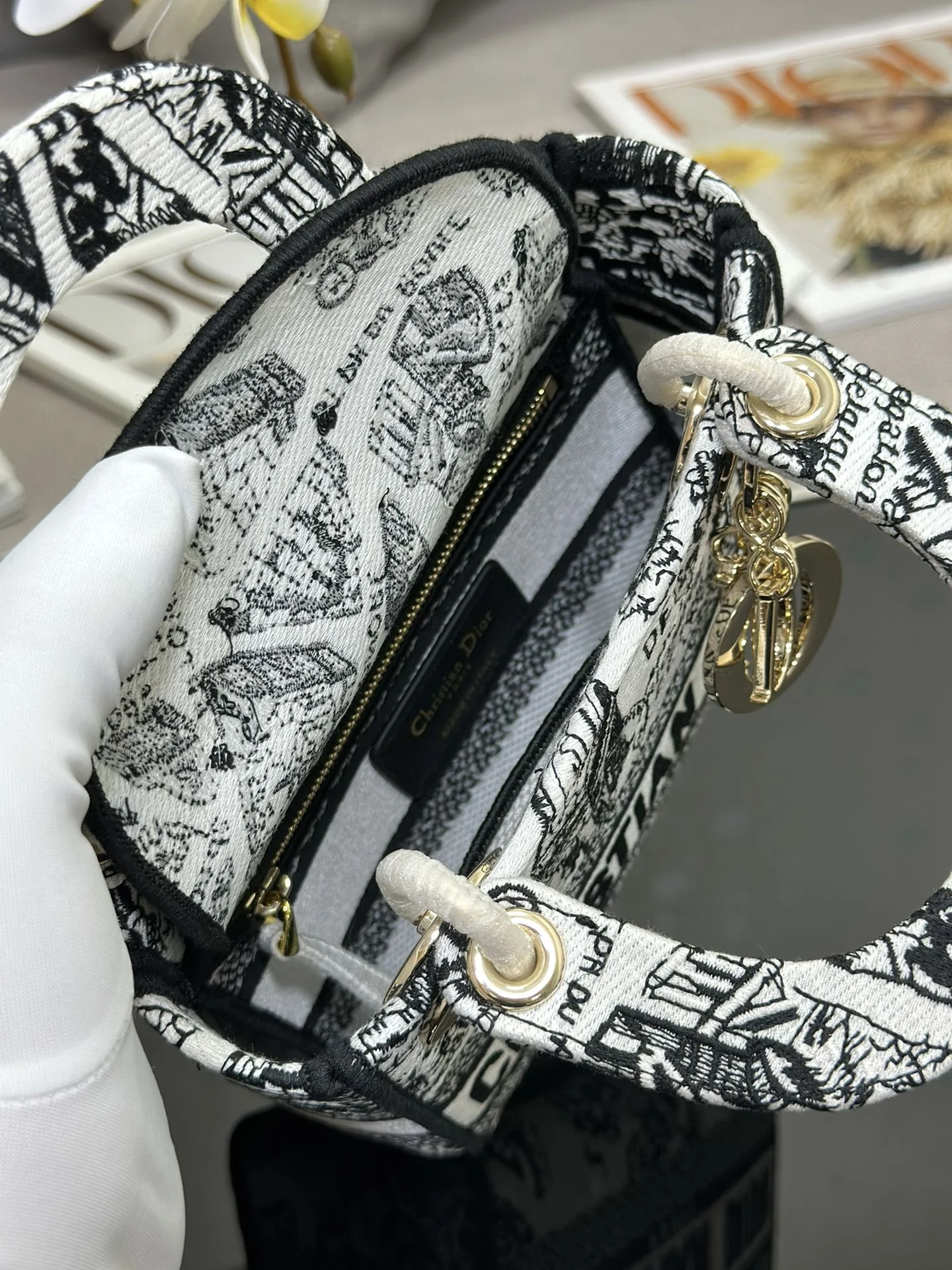 Dior Lady D-Lite Mini Embroidered Map Handbag 17 x 15 x 7 cm - description_image8