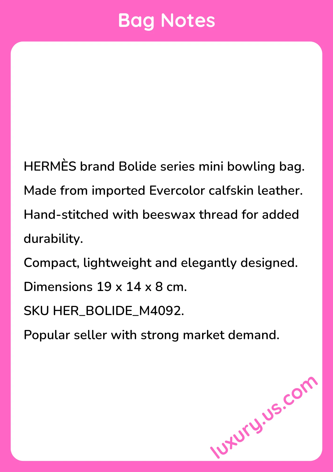 Hermès Mini Bolide Bowling Bag Evercolor Calfskin Hand-Stitched Beeswax Thread 19x14x8cm - short_description_image1