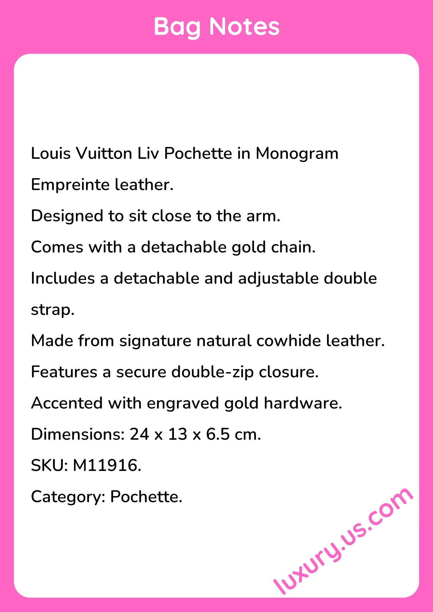 Louisvuitton Liv Pochette M11916 24x13x6.5 cm - short_description_image1