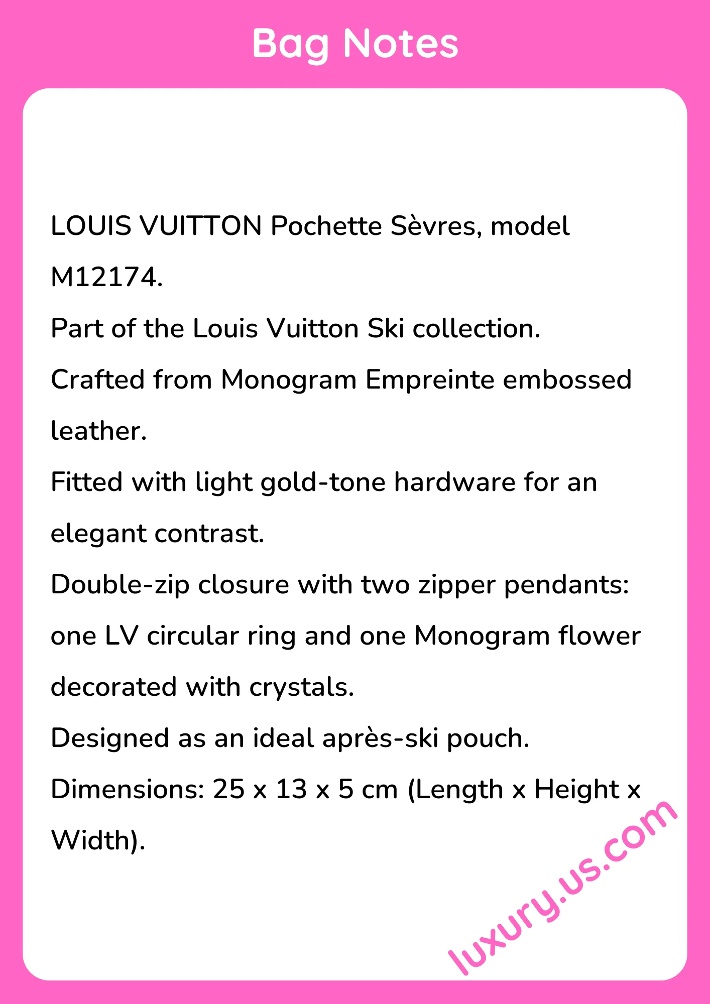 Louisvuitton Pochette Sèvres M12174 25 x 13 x 5 cm Louisvuitton Pochette Sèvres M12174 25 x 13 x 5 cm - short_description_image1