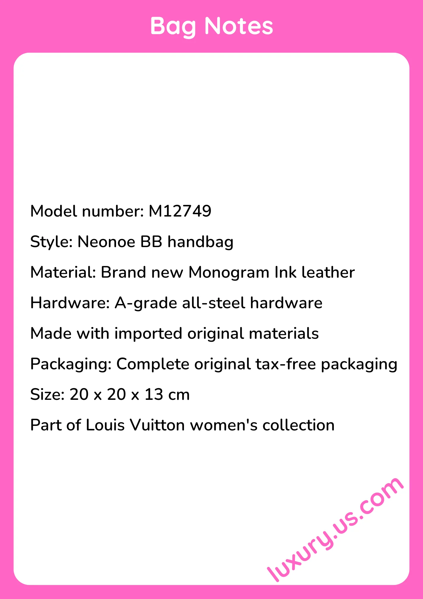 Louisvuitton Neonoe BB M12749 20x20x13cm - short_description_image1