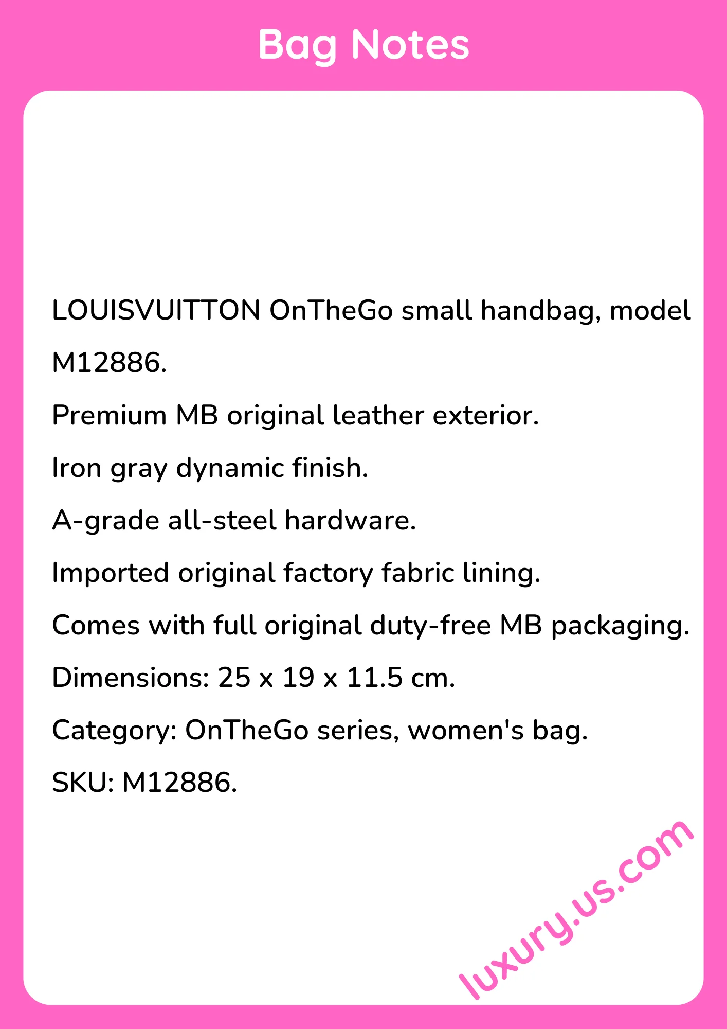 Louisvuitton OnTheGo Small Handbag M12886 25x19x11.5 cm - short_description_image1