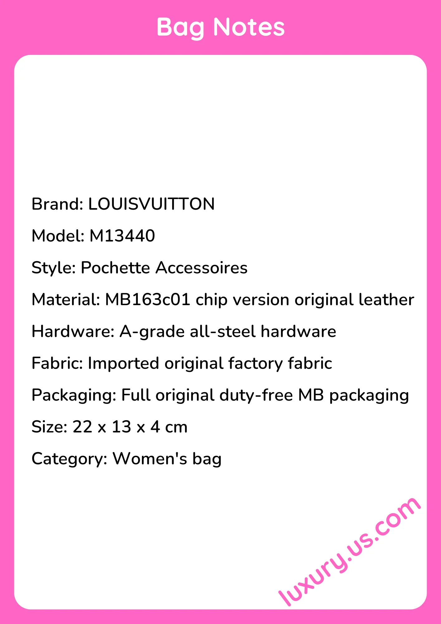 Louisvuitton Pochette Accessoires M13440 22 x 13 x 4 cm Louisvuitton Pochette Accessoires M13440 22 x 13 x 4 cm - short_description_image1