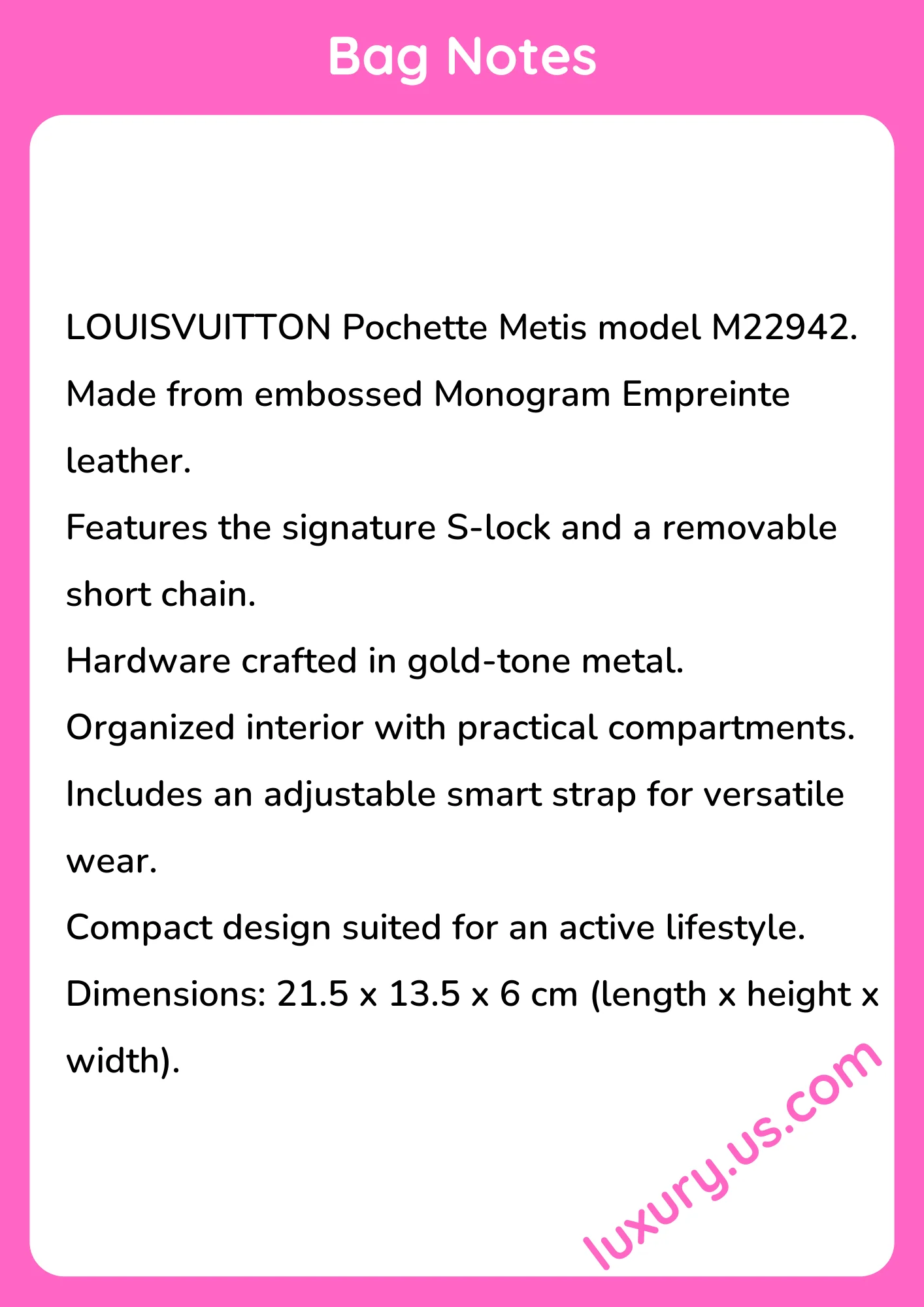 Louisvuitton Pochette Metis M22942 21.5x13.5x6 cm - short_description_image1