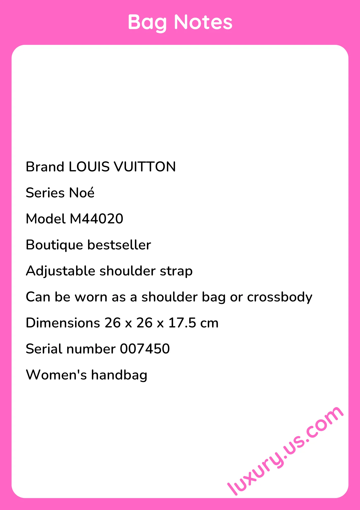 Louisvuitton Noé Bucket Bag M44020 26x26x17.5 cm - short_description_image1