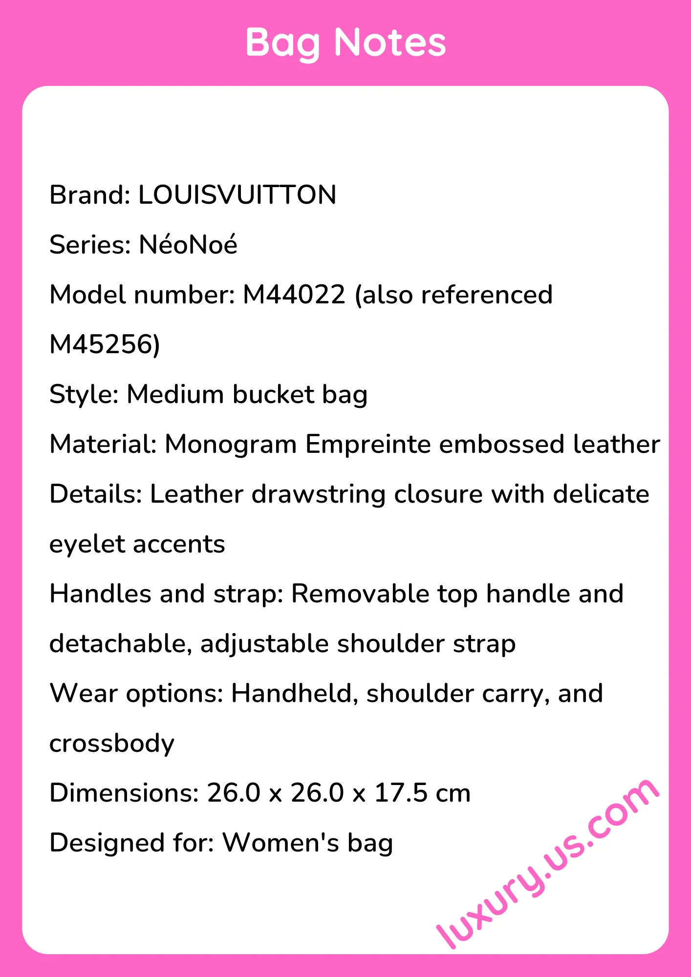 Louisvuitton NéoNoé Medium Bucket Bag 26.0 x 26.0 x 17.5 cm - short_description_image1