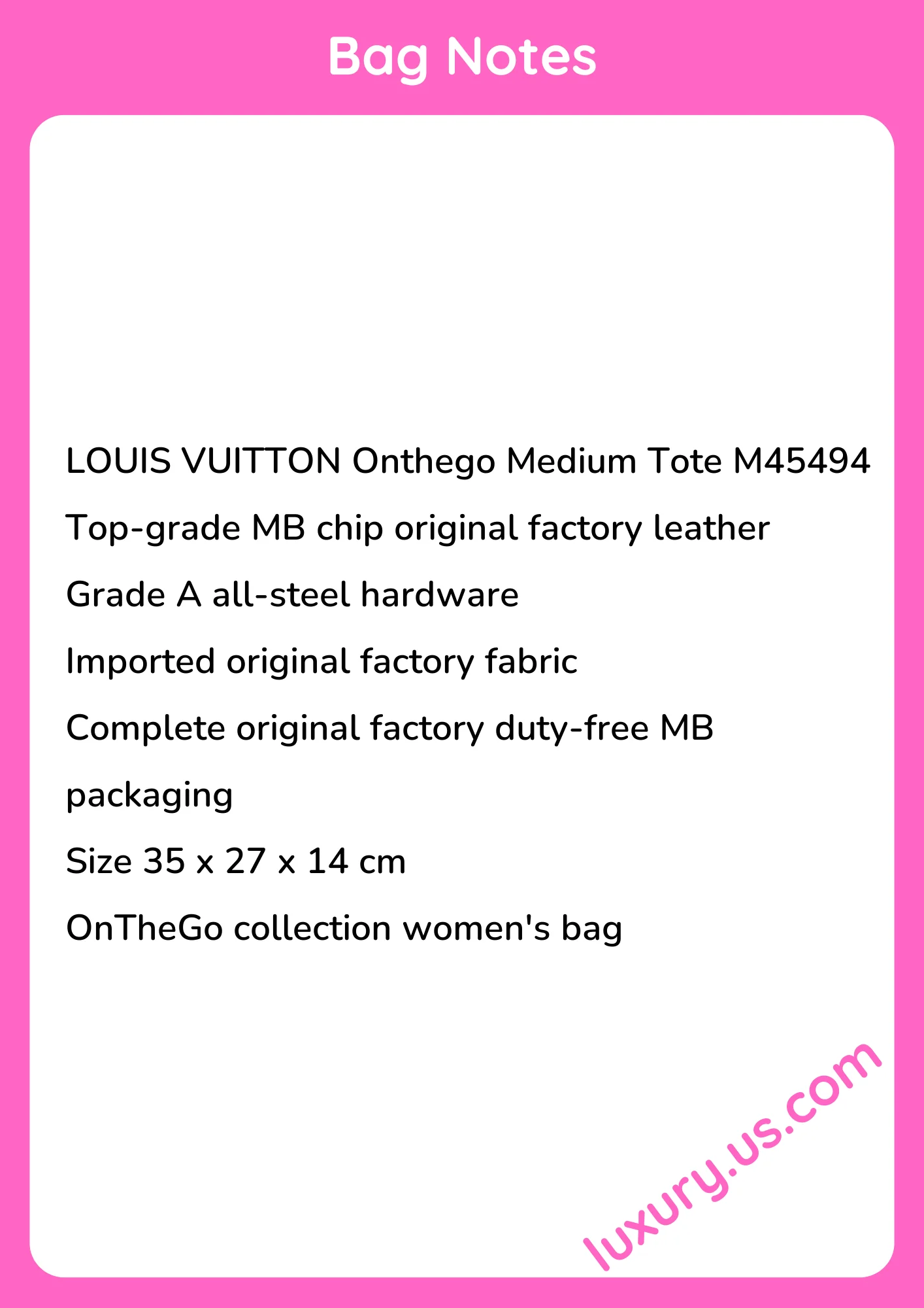 Louisvuitton Onthego Medium Tote M45494 35x27x14 cm - short_description_image1