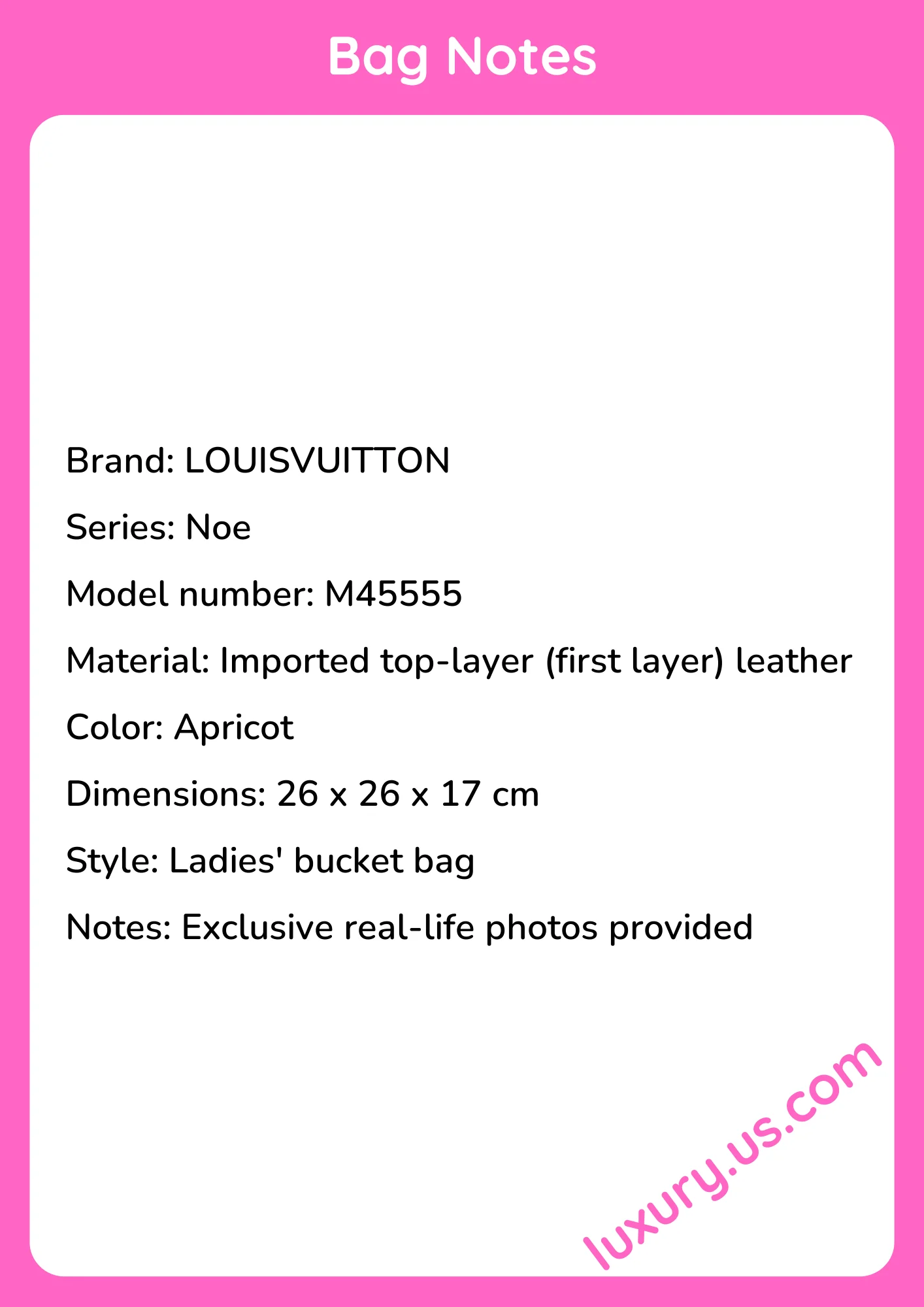 Louisvuitton Noe M45555 26 x 26 x 17 cm - short_description_image1