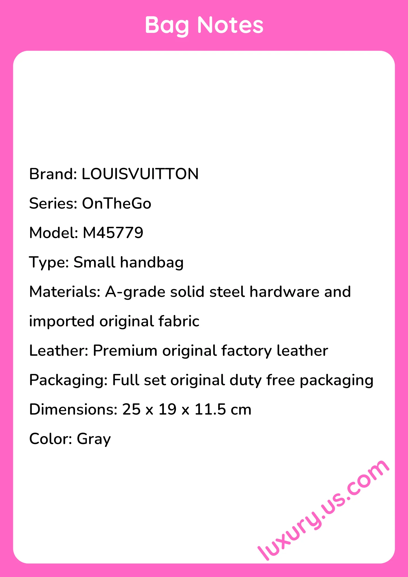 Louisvuitton OnTheGo Small Handbag M45779 25x19x11.5 cm - short_description_image1