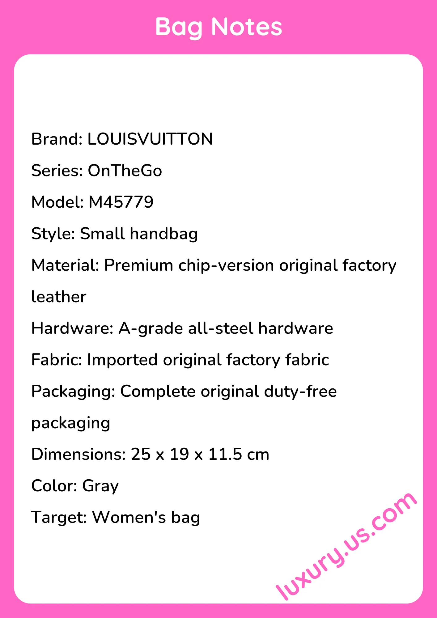 Louisvuitton OnTheGo Small Handbag M45779 25x19x11.5 cm - short_description_image1