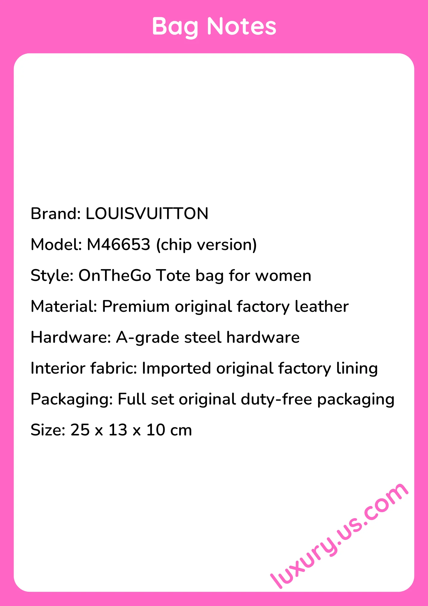 Louisvuitton OnTheGo Tote M46653 25x13x10cm - short_description_image1