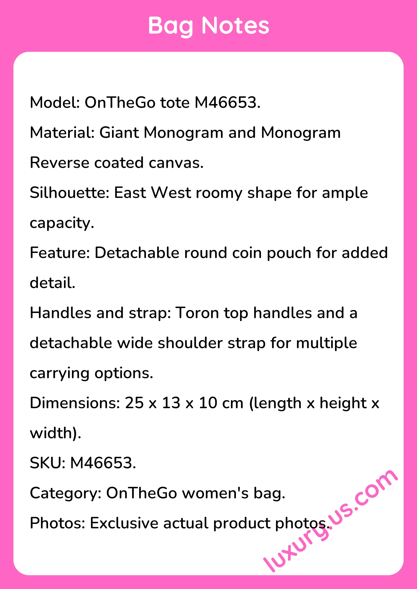 Louisvuitton OnTheGo Tote M46653 25x13x10 cm - short_description_image1