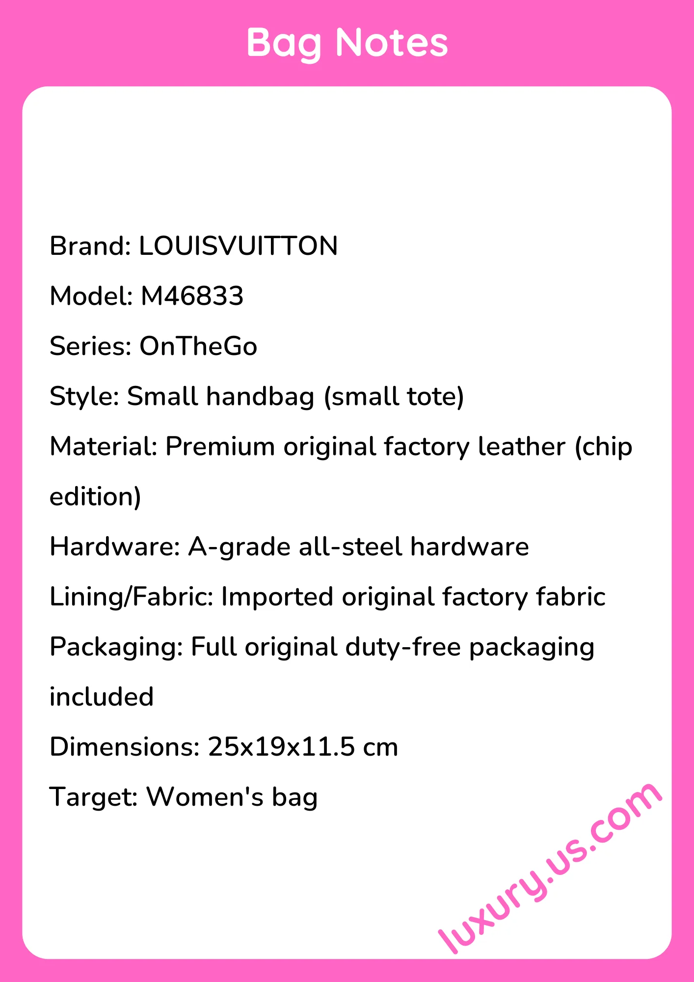 Louisvuitton OnTheGo Small Handbag M46833 25x19x11.5 cm - short_description_image1