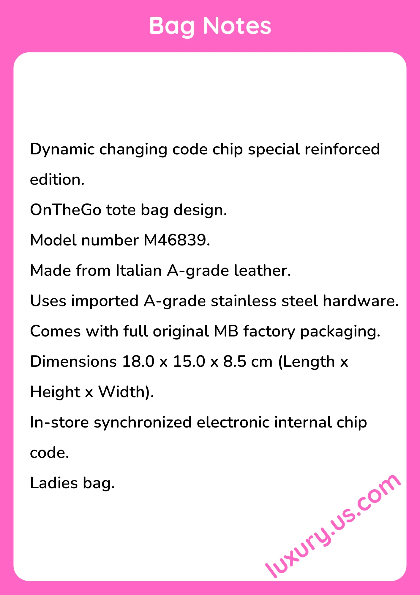 Louisvuitton OnTheGo Tote Bag M46839 18.0 x 15.0 x 8.5 cm - short_description_image1