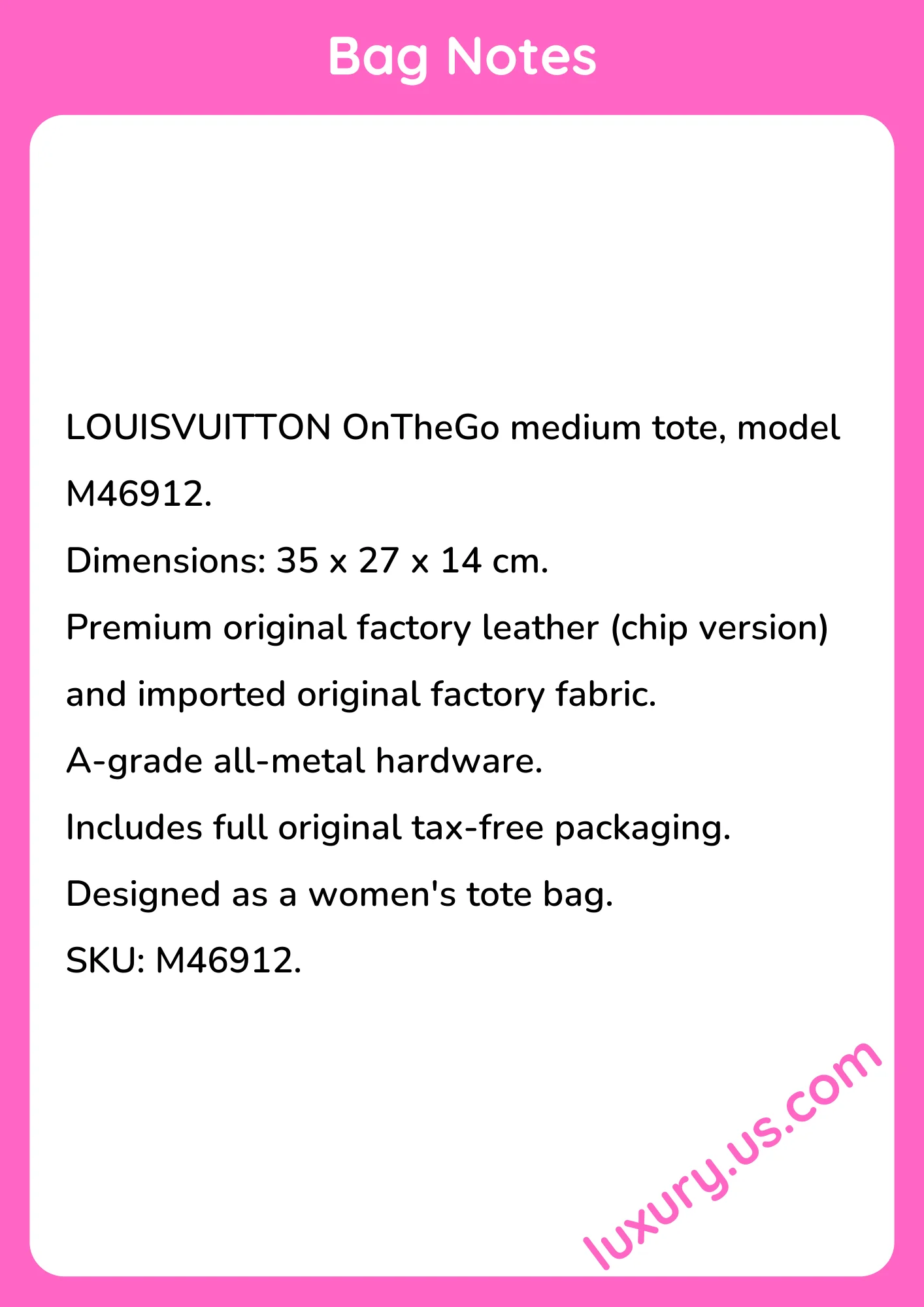 Louisvuitton OnTheGo Medium Tote M46912 35x27x14 cm - short_description_image1