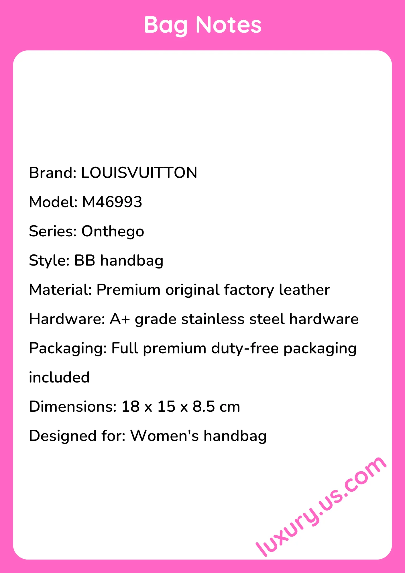 Louisvuitton Onthego BB Handbag M46993 18x15x8.5 cm - short_description_image1