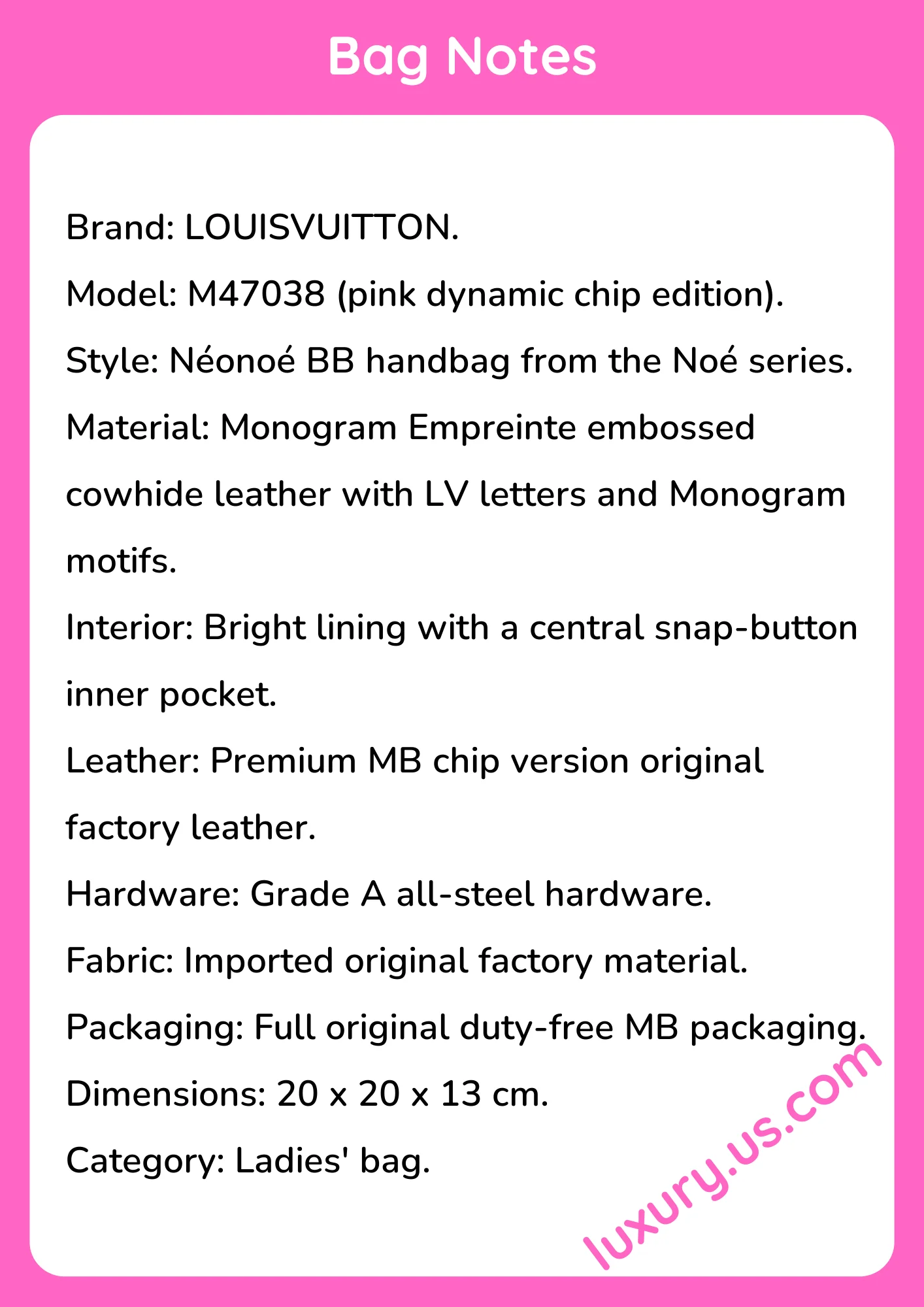 Louisvuitton Néonoé BB M47038 20x20x13 cm - short_description_image1