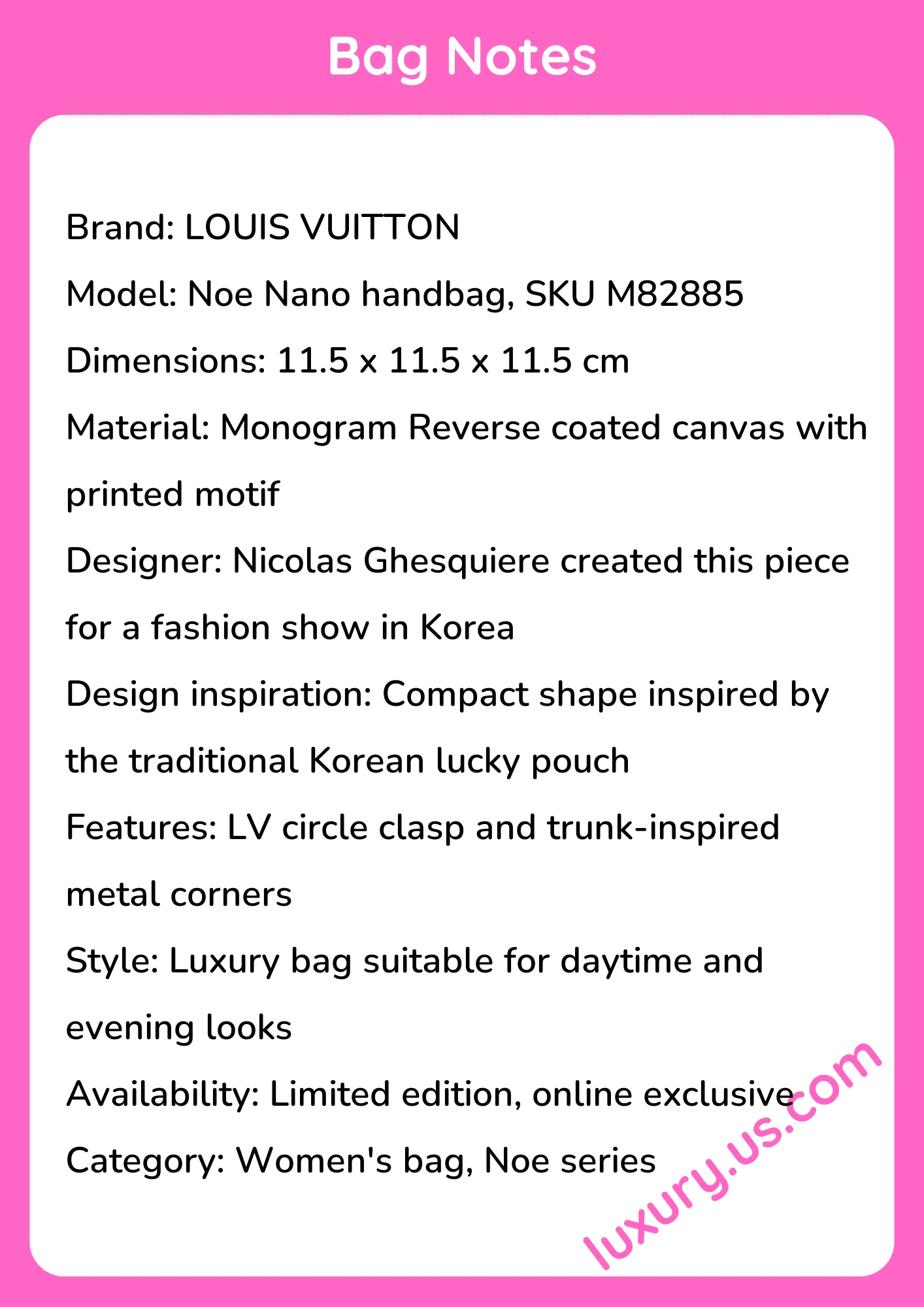 Louisvuitton Noe Nano Handbag 11.5 x 11.5 x 11.5 cm - short_description_image1