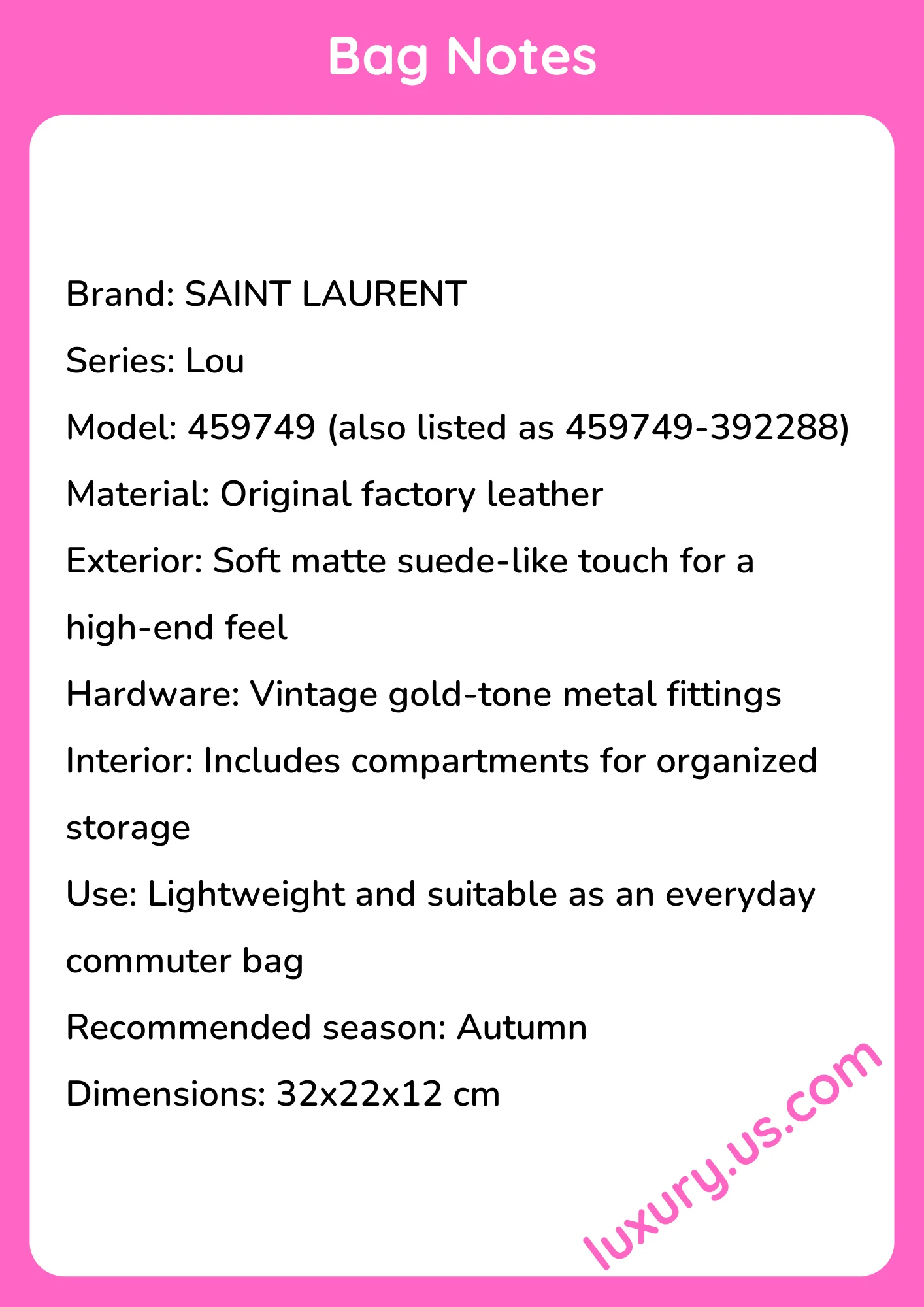 Saint Laurent Lou 459749 32x22x12 cm - short_description_image1