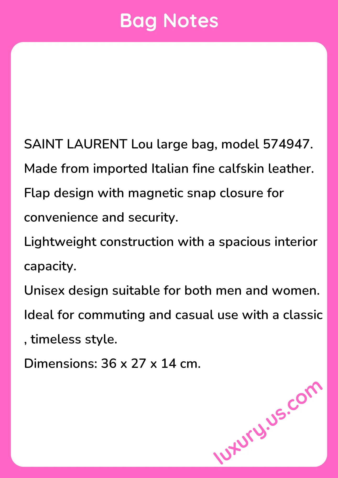 Saint Laurent Lou 574947 36x27x14 cm - short_description_image1