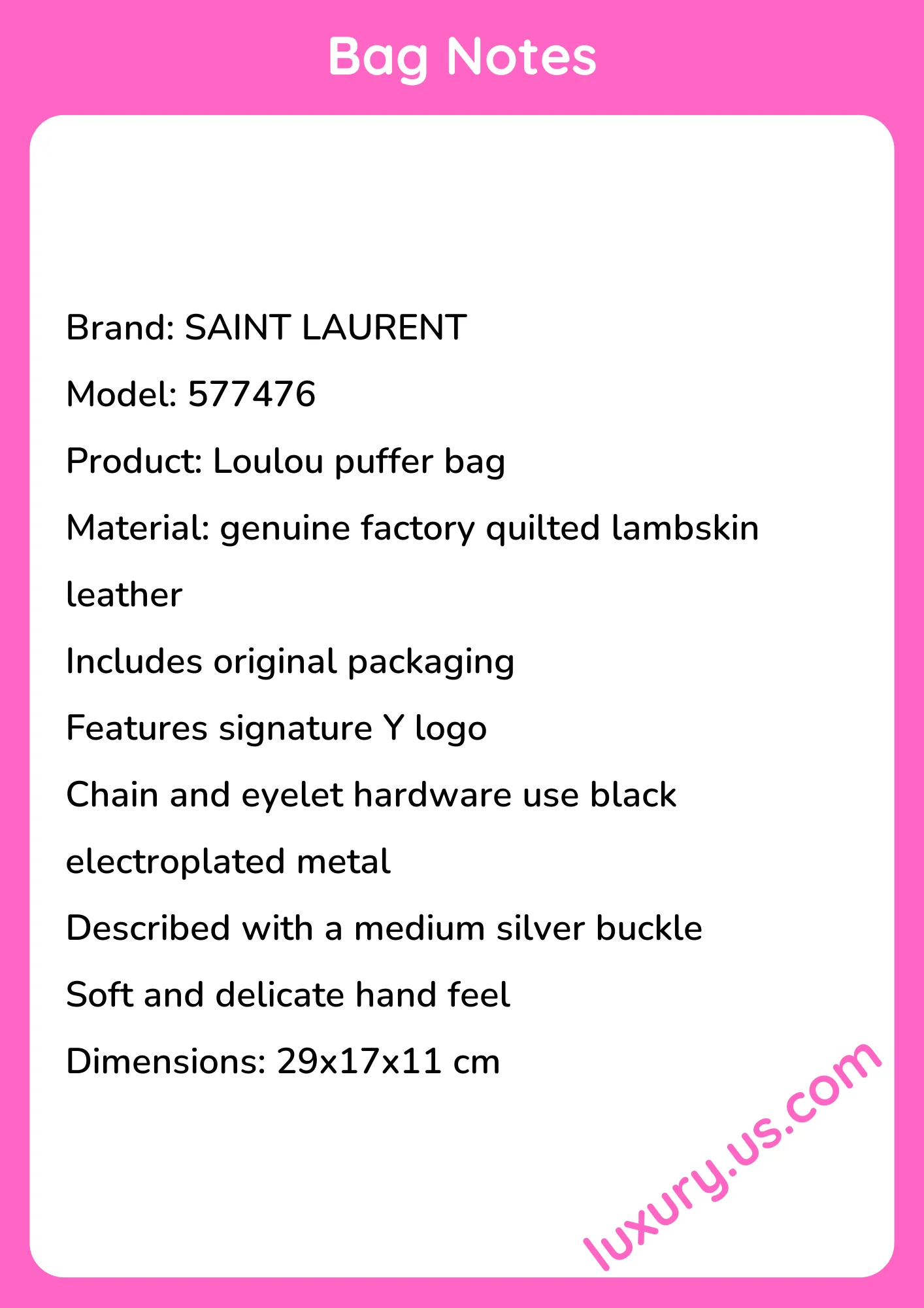 Saint Laurent Loulou Puffer 577476 29x17x11 cm - short_description_image1