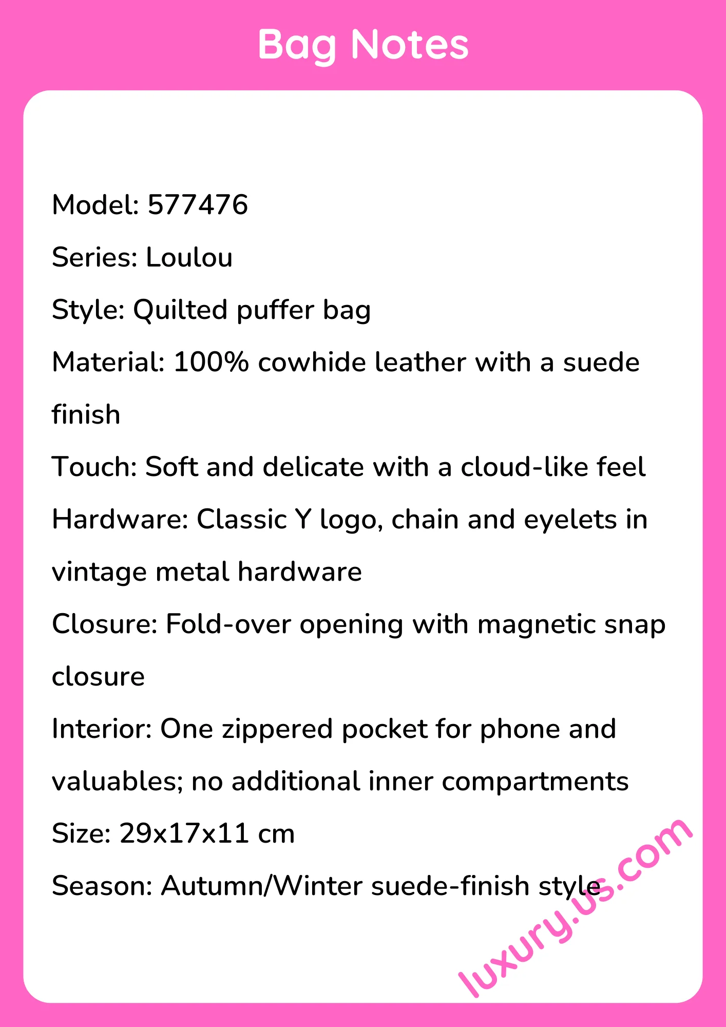 Saint Laurent Loulou Quilted Puffer Bag 29x17x11 cm - short_description_image1