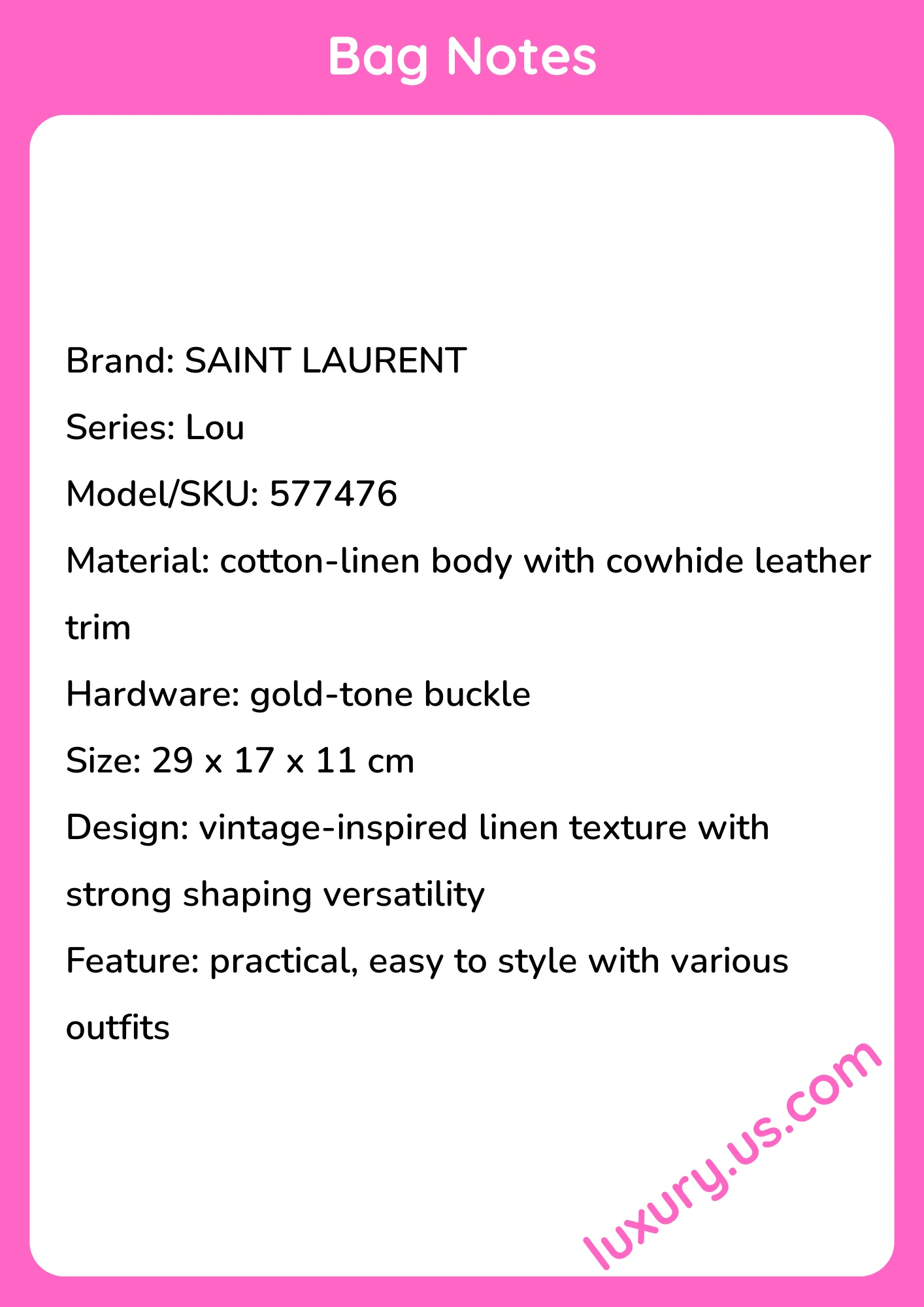 Saint Laurent Lou 577476 29x17x11 cm - short_description_image1