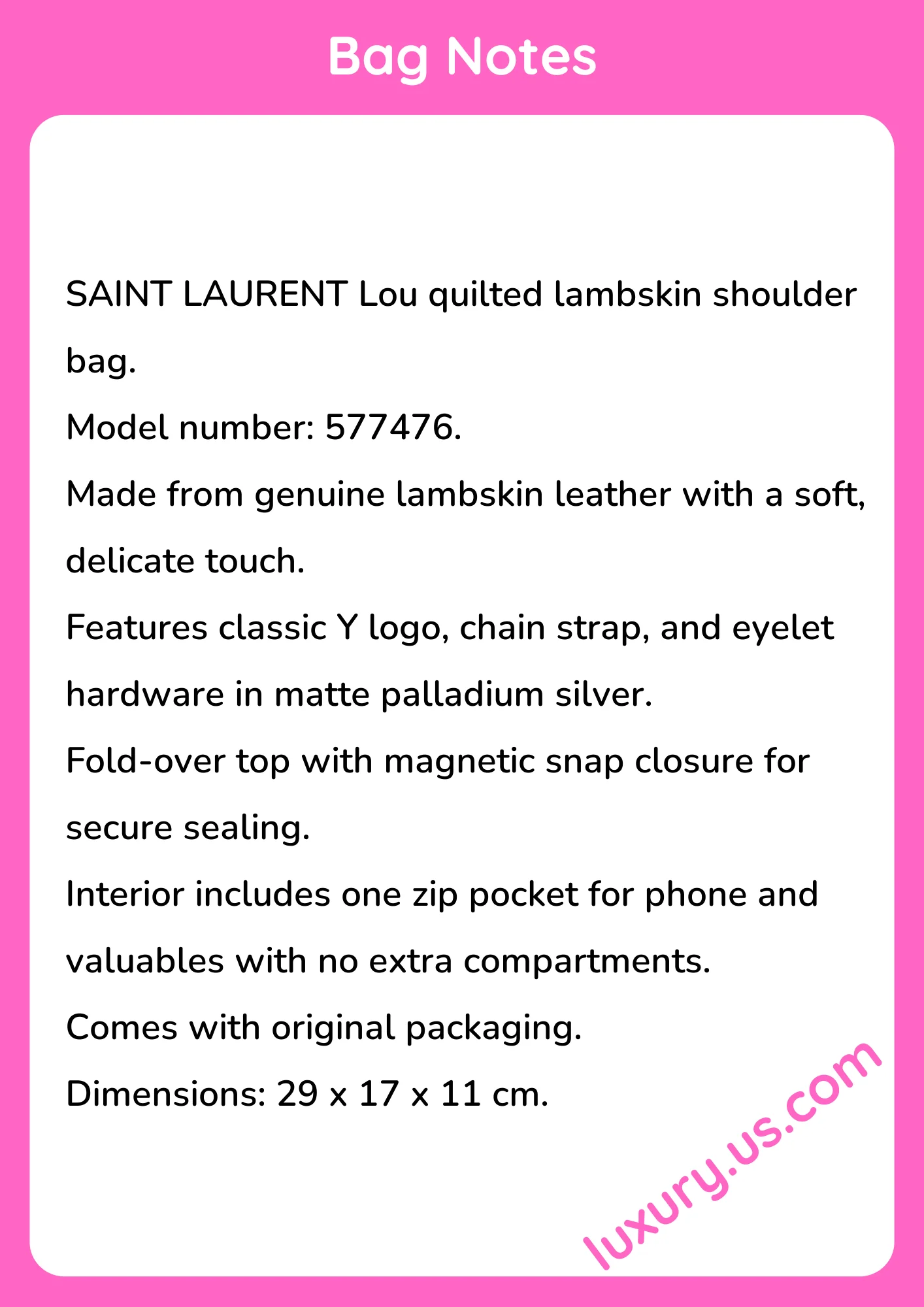 Saint Laurent Lou 577476 29x17x11 cm - short_description_image1