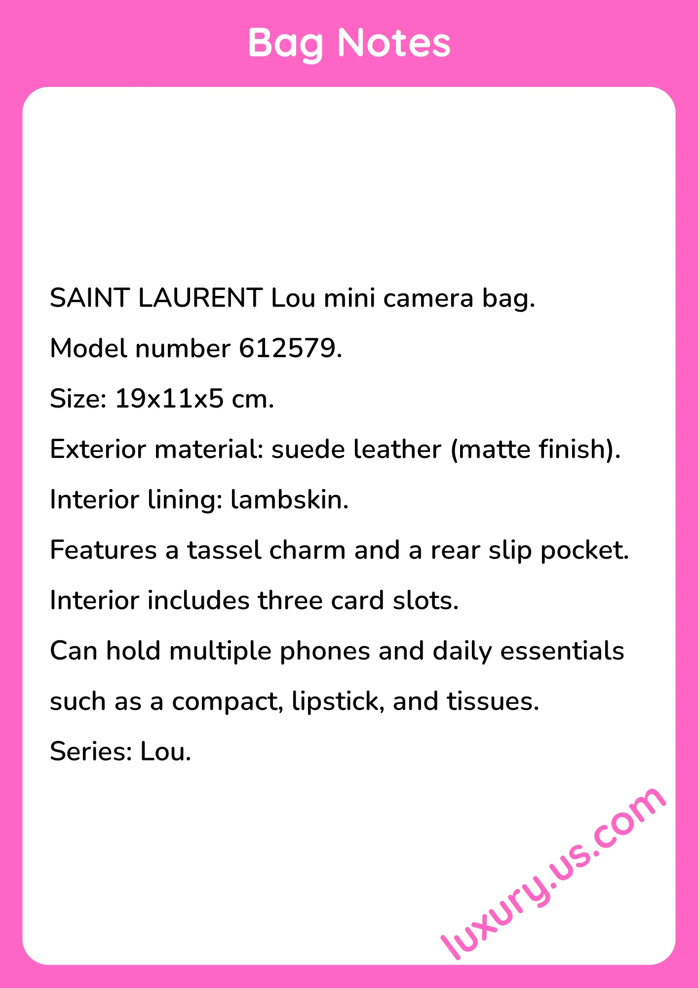 Saint Laurent LOU MINI BAG 19x11x5 cm - short_description_image1