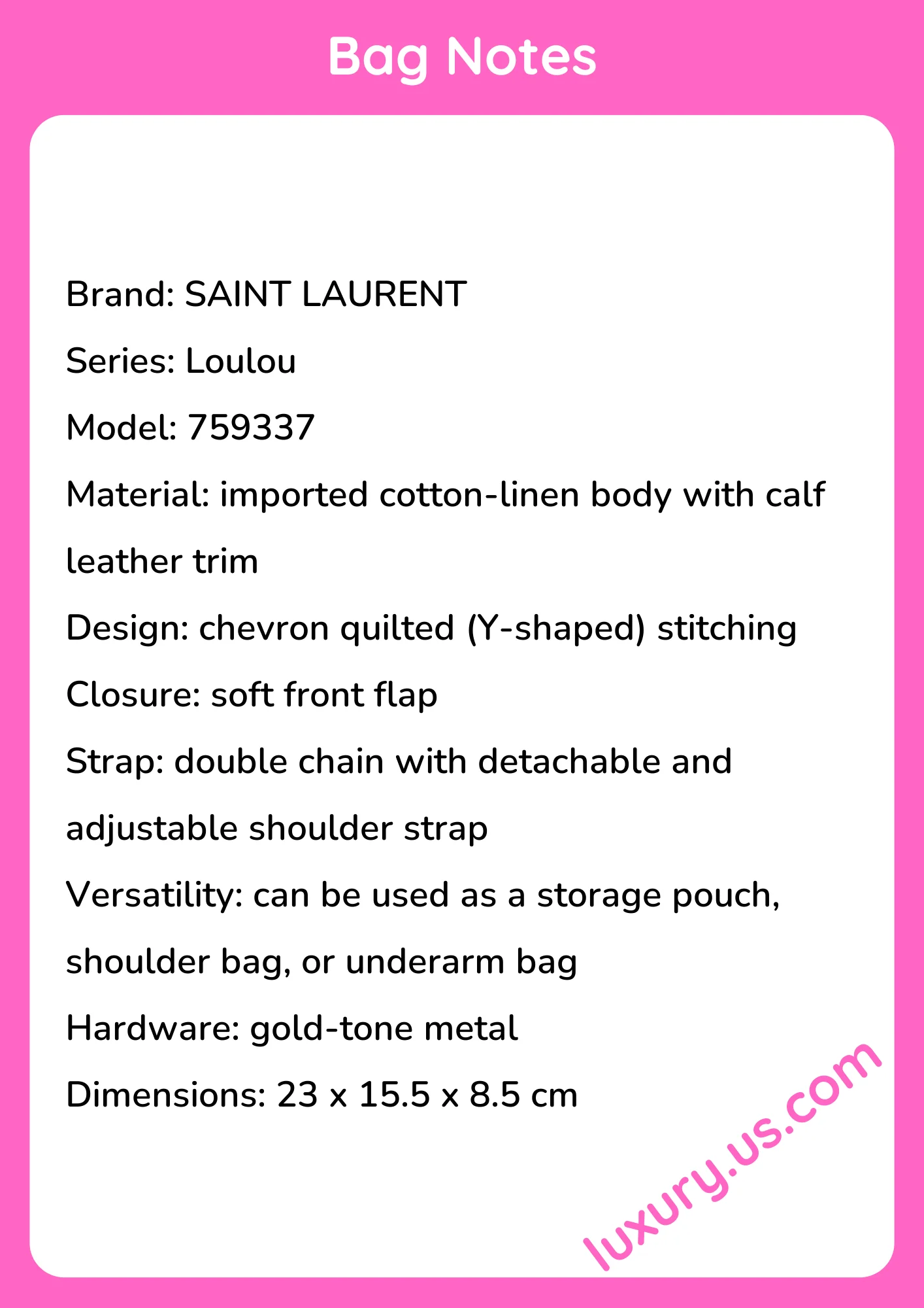 Saint Laurent Loulou Puffer Mini Double Chain Shoulder Bag 759337 23x15.5x8.5 cm - short_description_image1