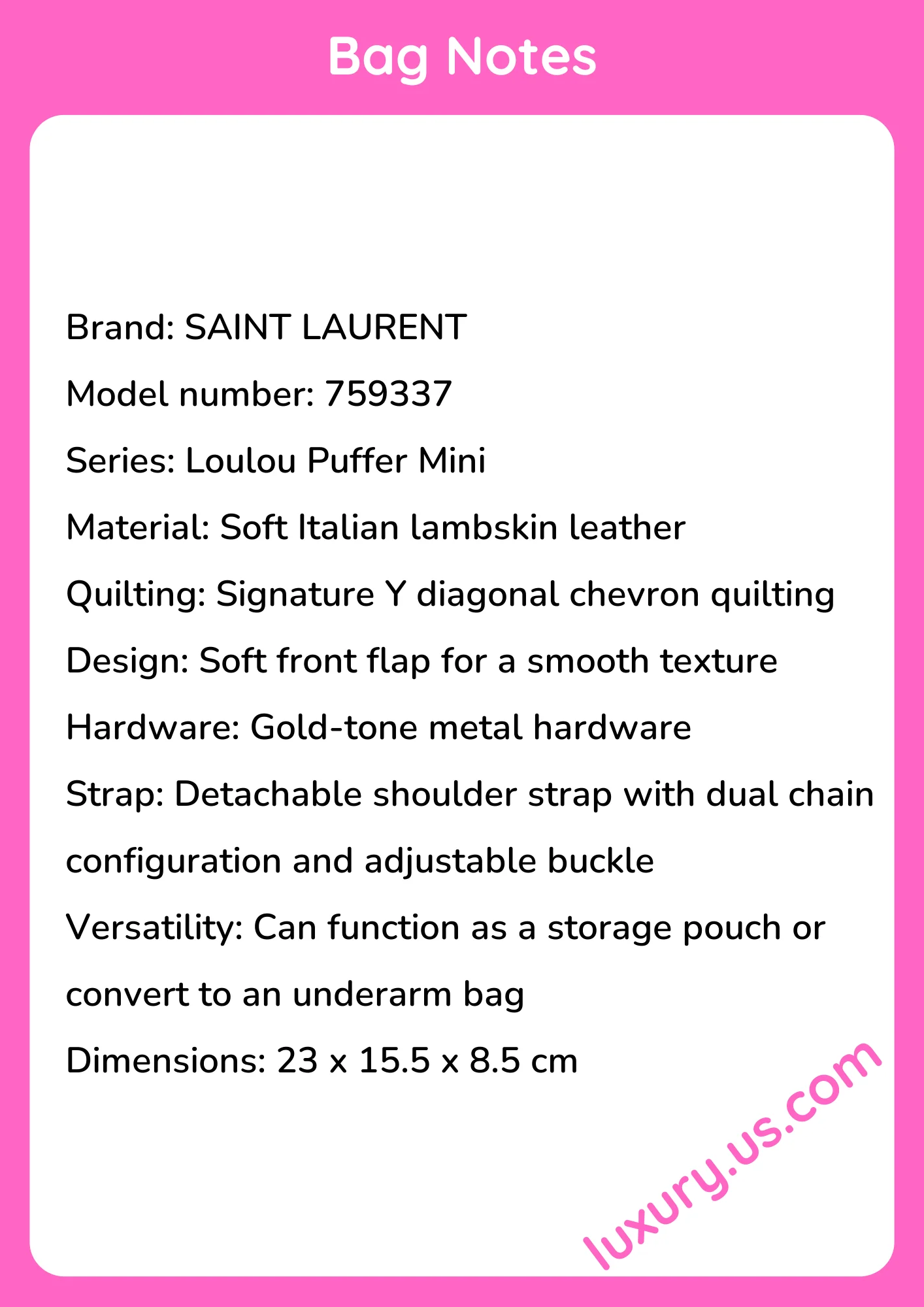 Saint Laurent Loulou Puffer Mini 759337 23x15.5x8.5 cm - short_description_image1