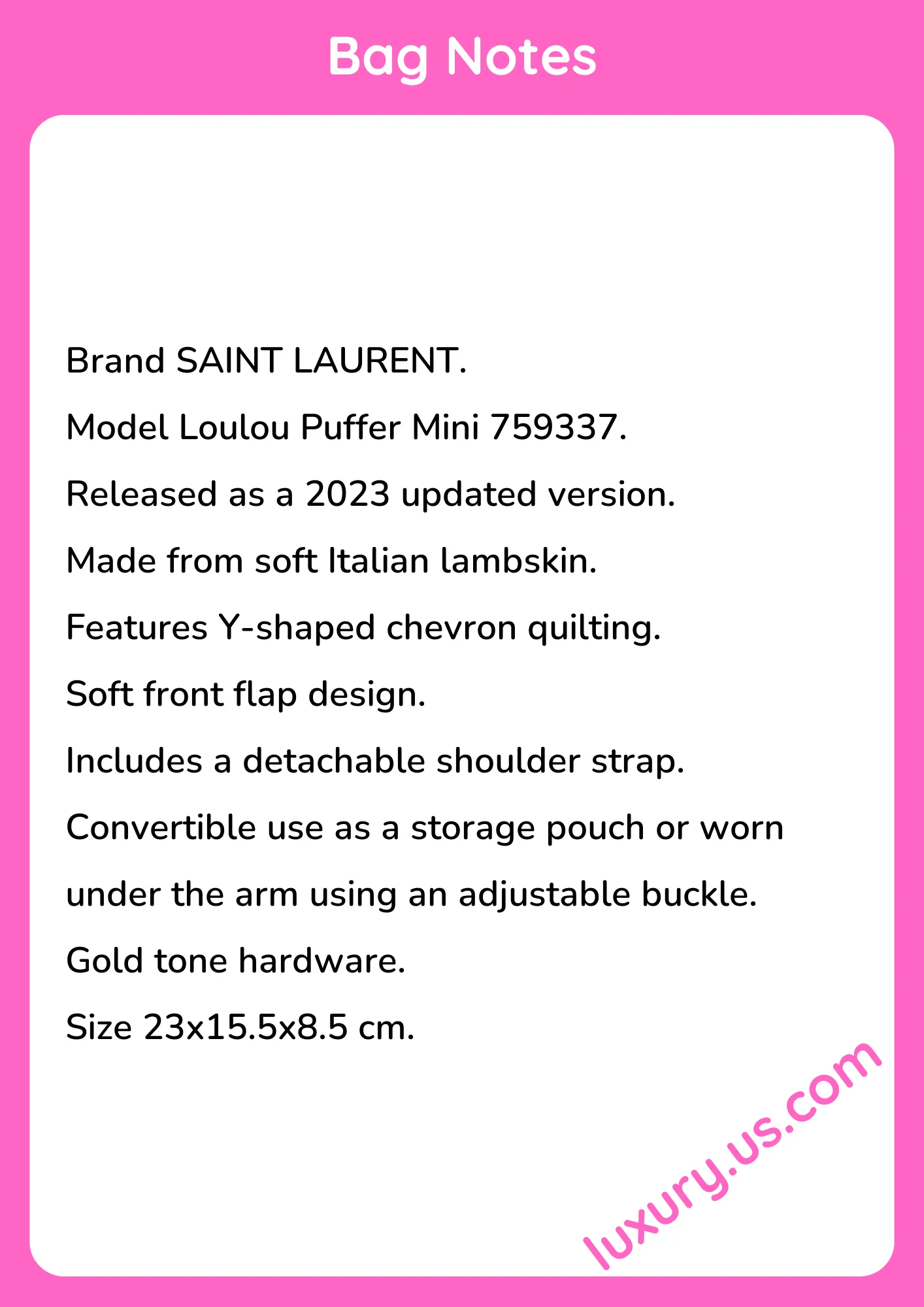 Saint Laurent Loulou Puffer Mini 759337 23x15.5x8.5 cm - short_description_image1